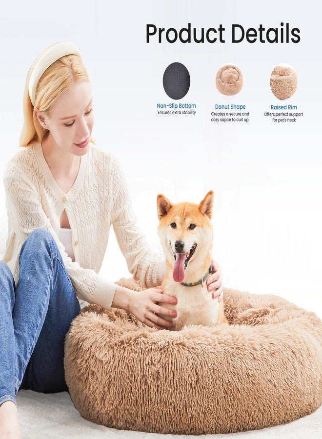 NEWBULIG 30.7x30.7 Inch Dog Bed Large Sized Dog, Donut Shape Cat Beds for Indoor Cats with Washable, Anti-Slip, Faux Fur - Image 2